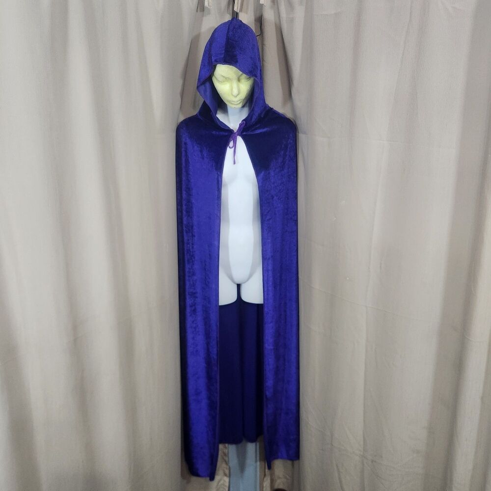 Cape Cloak Hooded Velvet 50" Purple Halloween Christmas Wizard Caroler